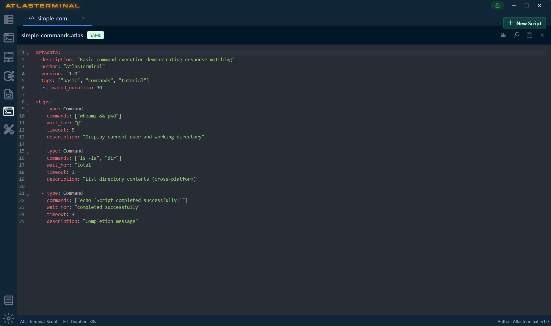 Atlas Terminal automation editor