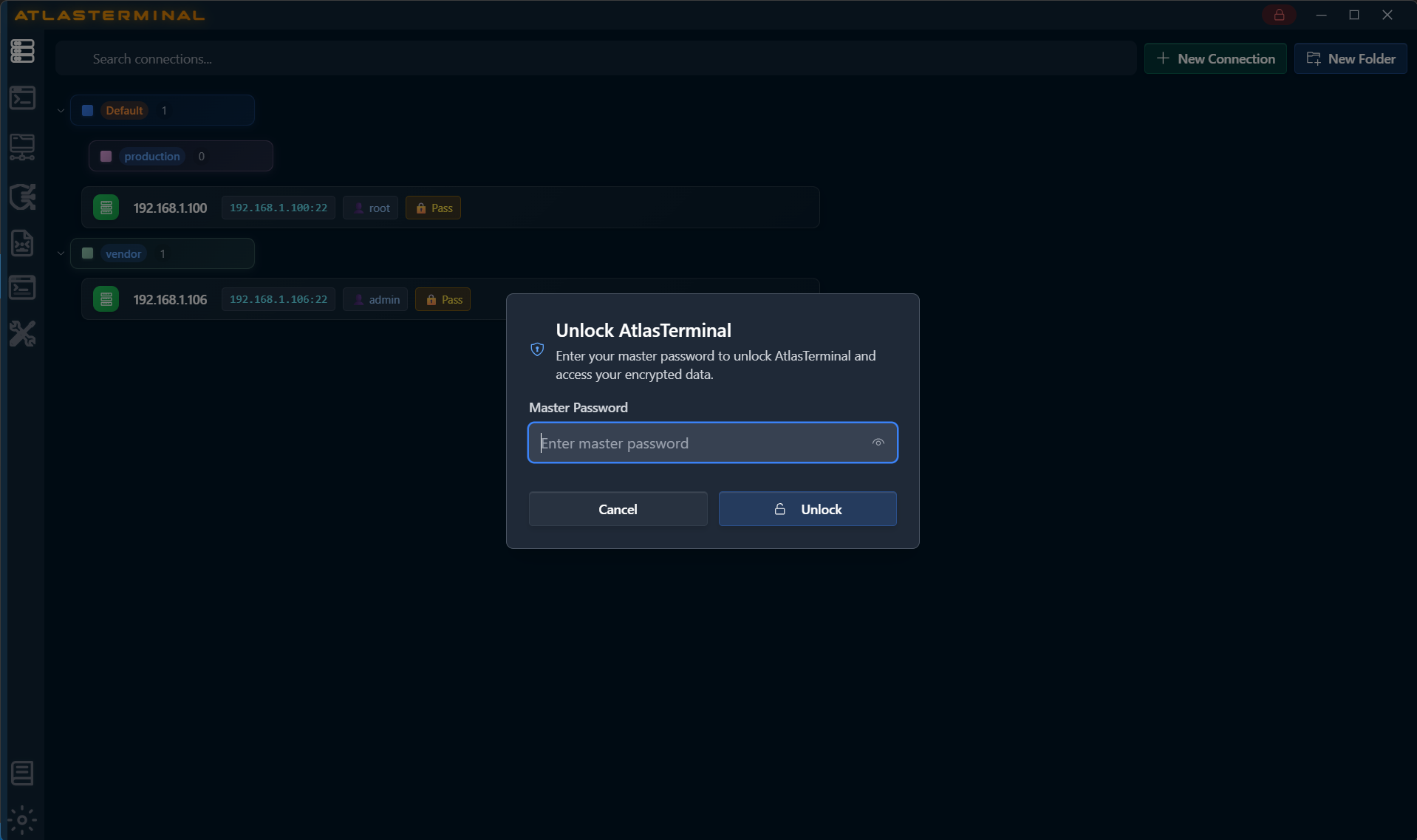 Atlas Terminal security settings